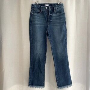 Good American High Waisted Size 4 Fringe Hem Jeans